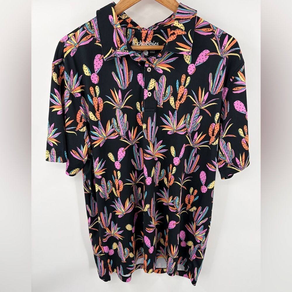 Chubbies men’s the neon desert short sleeve printed performance polo size XL
